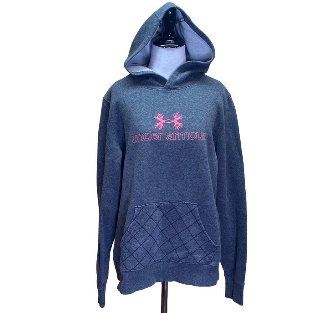 Under Armour Semi-Fitted Grey & Pink Stitching Hoodie Size Large